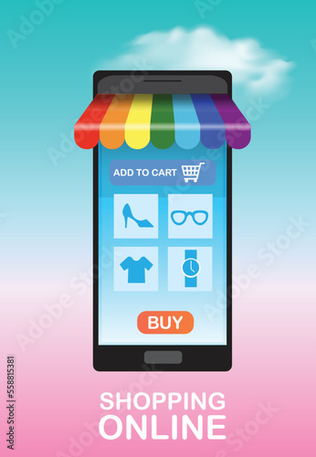 Wallpaper Mural Online shopping by smart phone, internet marketing colorful  lgbt rainbow concept  Torontodigital.ca