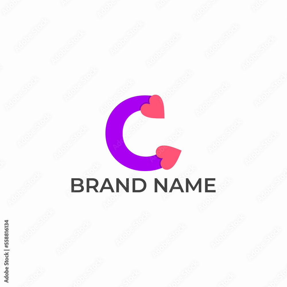 ILLUSTRATION LETTER C WITH LOVE, HEART SIMPLE MODERN LOGO ICON DESIGN VECTOR ILLUSTRATION LETTER C WITH LOVE, HEART SIMPLE MODERN LOGO ICON DESIGN VECTOR