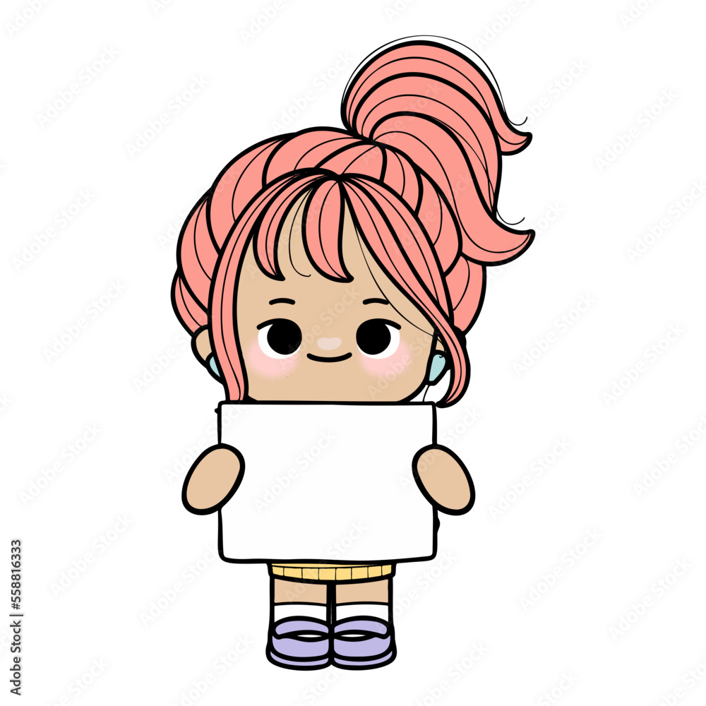 Fototapeta premium girl with paper name tag