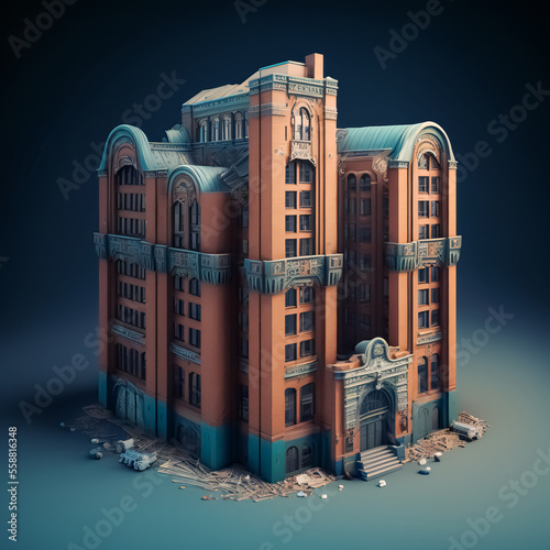 buildings in isometric form. business skyscrapers and office buildings. 3D city planning and development. Architecture of the cityscape and street elements for the map. 3D illustration