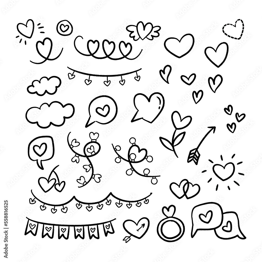 Valentine Doodles for Decoration Valentine Doodles for Decoration