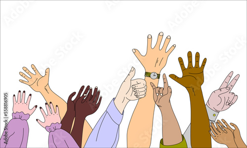 group of people hands vector illustration design on white background.