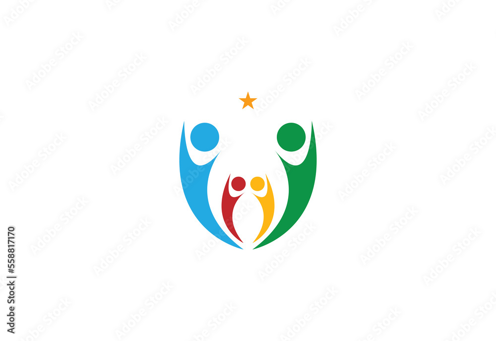 Abstract People symbol, togetherness and community concept design, creative hub, social connection icon.