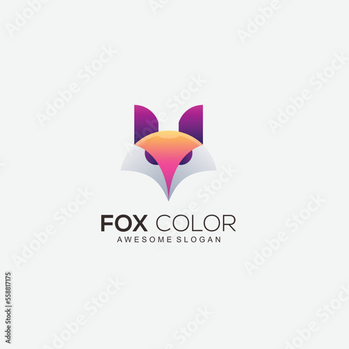 fox head logo colorful design template