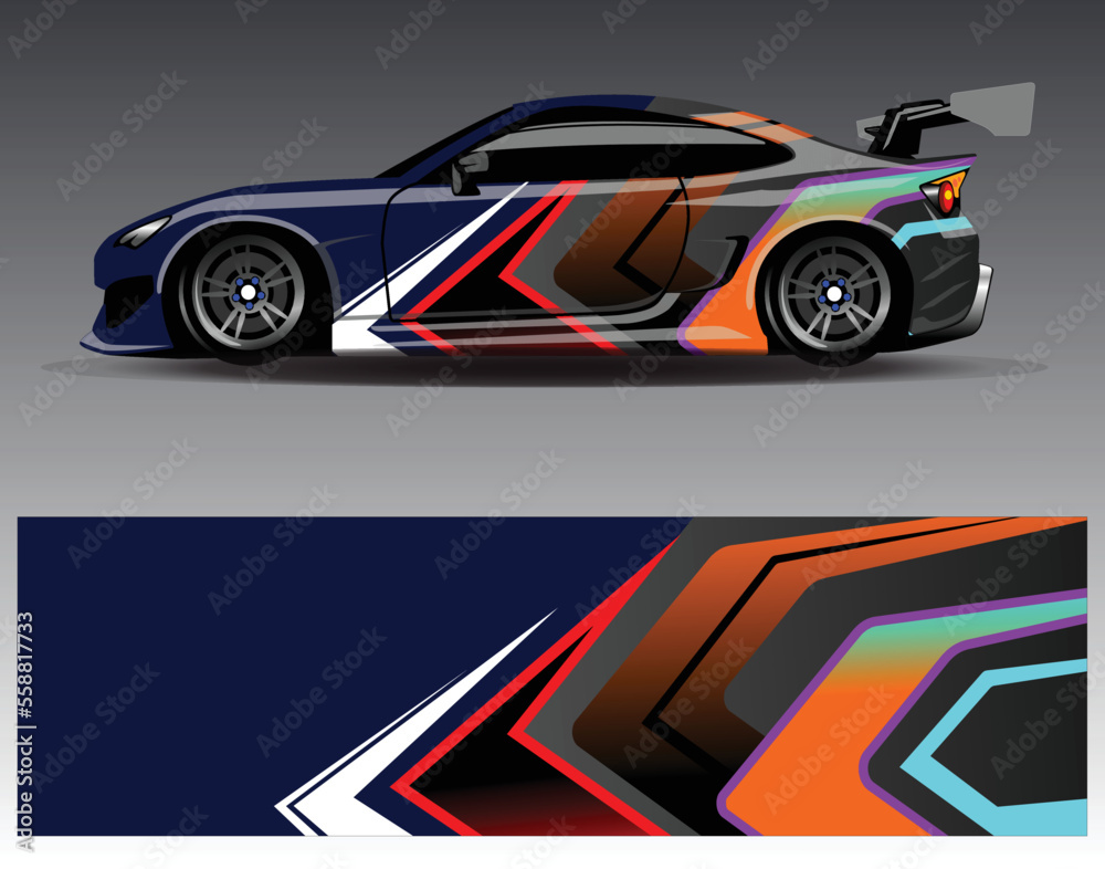 Graphic abstract stripe racing background kit designs for wrap vehicle  race car  rally  adventure and livery