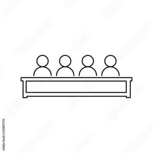 Jury thin line icon, court and law, tribunal sign, vector graphics, a linear pattern on a white background.