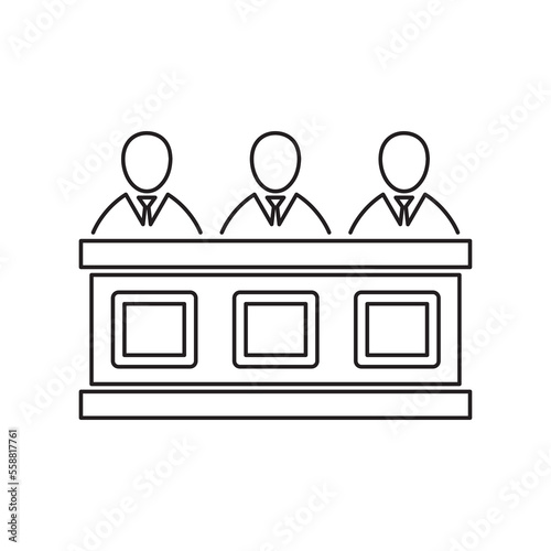 Jury thin line icon, court and law, tribunal sign, vector graphics, a linear pattern on a white background.