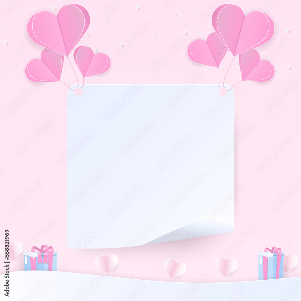 Note paper and heart background