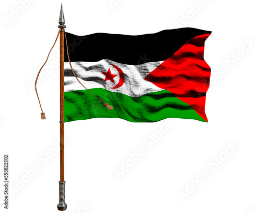 National flag of Sahrawi Arab Democratic Republic. Background  with flag  of Sahrawi Arab Democratic Republic photo