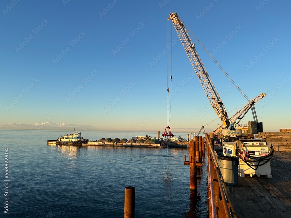 cranes in harbor