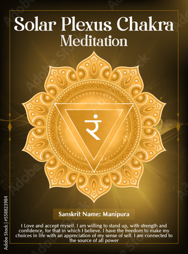 Solar Plexus Meditation poster Design-Vector illustration
