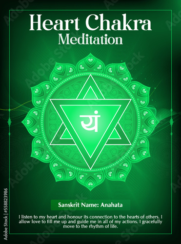 Heart Chakra Meditation poster Design-Vector illustration