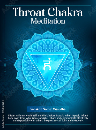 Throat Chakra Meditation poster Design-Vector illustration
