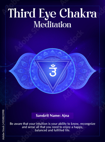 Third Eye Chakra Meditation poster Design-Vector illustration