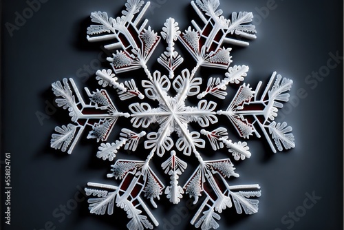  a snowflake is shown on a black background with a red stripe around it and a white border around it that says, snowflaker, it is a snowflake. Generative AI photo