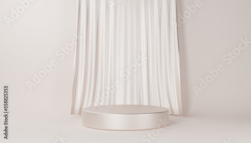 white curtain with white stage background fabric cloth 3d