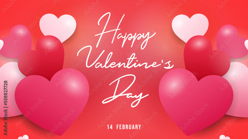 Happy Valentine's Day Background with on pink background ,for February 14, Vector illustration EPS 10
