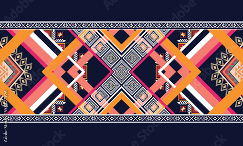 Abstract geometric ethnic pattern design for clothing, fabric, background, wallpaper, wrapping, batik. Knitwear, Pixel pattern, Embroidery style. Vector illustration