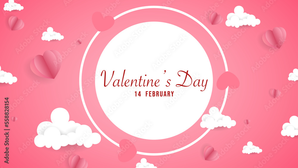 Happy Valentine's Day Background with heart on pink background ,for February 14, Vector illustration EPS 10