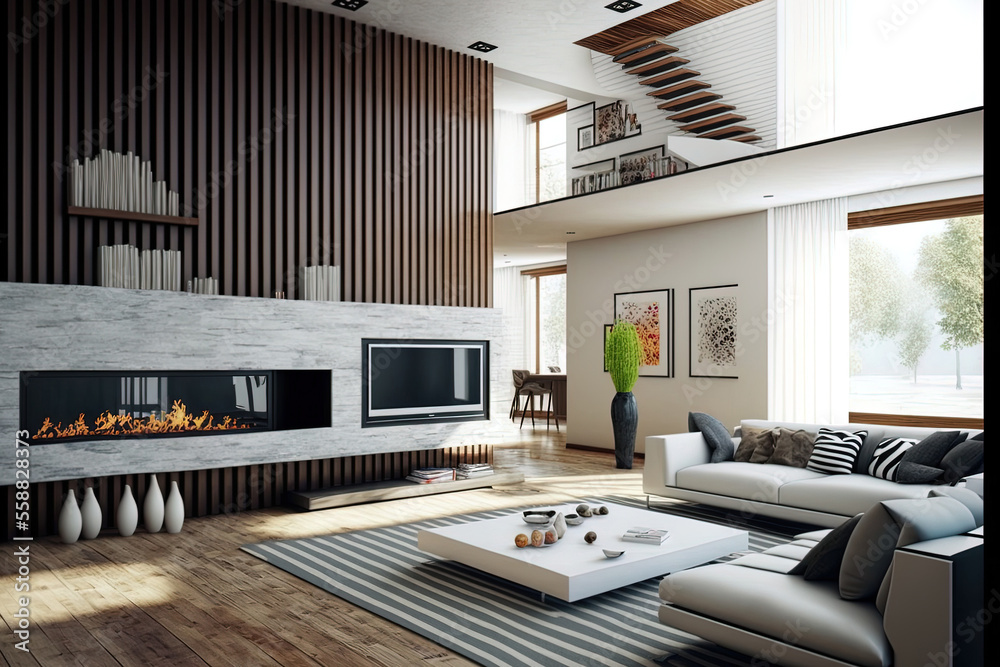 Fototapeta premium Contemporary living room. Generative AI