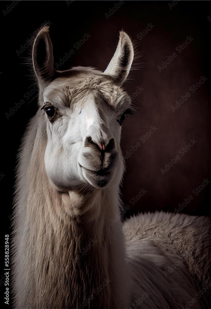 Elegant Portrait of a Llama, Ai-Fauxto