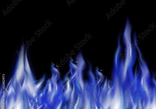 Translucent fire flames with horizontal repetition on black background. For used on dark illustrations. Transparency only in vector format