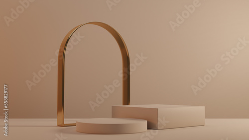 box stand for product with Gold element ,3D rendering
