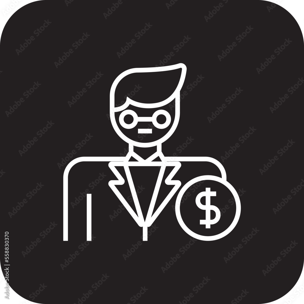 Investor Fintech startup icons with black filled line style Investor Fintech startup icons with black filled line style