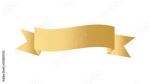 Golden Ribbon isolated on white background. Golden blank promo stickers. Labels, sale tags. Vector illustration