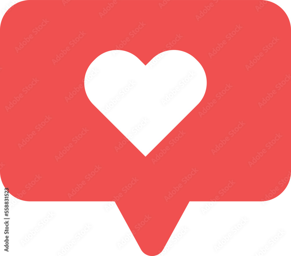 Like and Heart Love Icon Vector . Liked Red Bubble on a white background . Social media icon