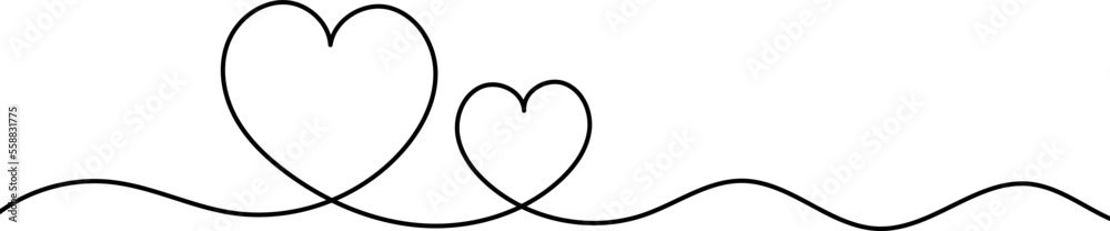 Line art with two cute hand drawn hearts. Love concept. Line art with two cute hand drawn hearts. Love concept.