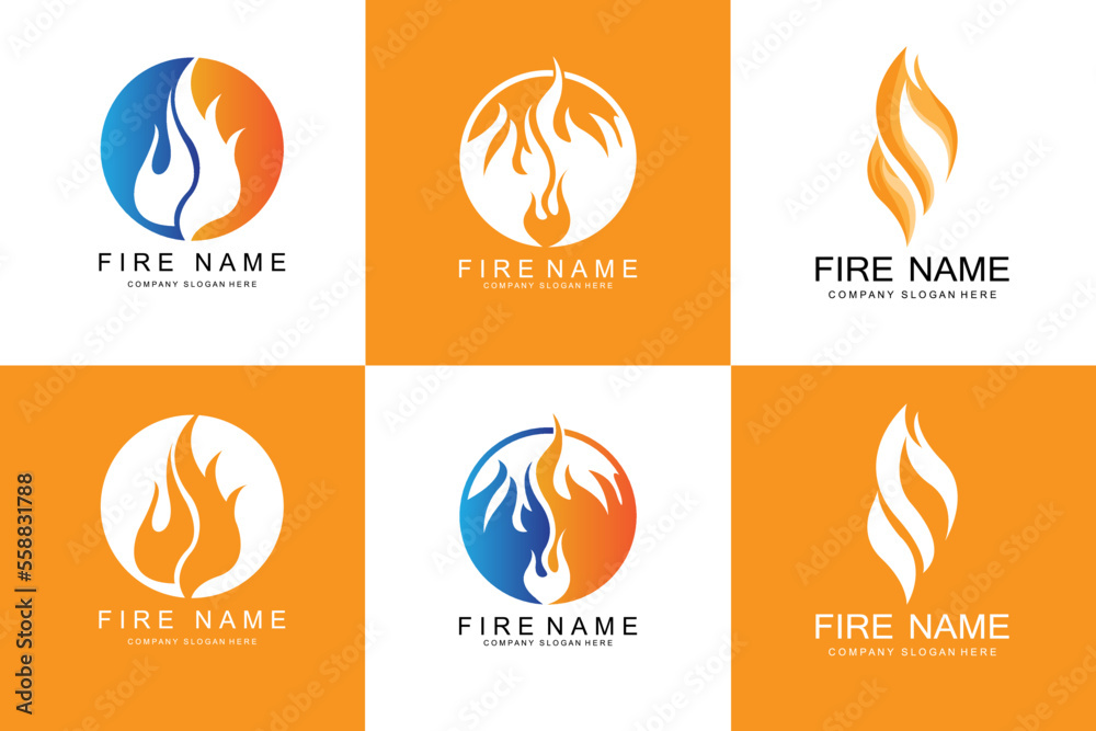 Burning Flame Logo Design, Product Brand Icon Illustration