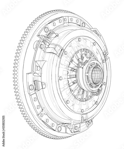 Sketch of clutch basket for the car. Vector