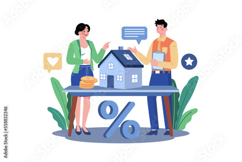 Property dealer and client seeing a house for rent
