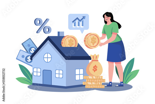 Female investing finance in home