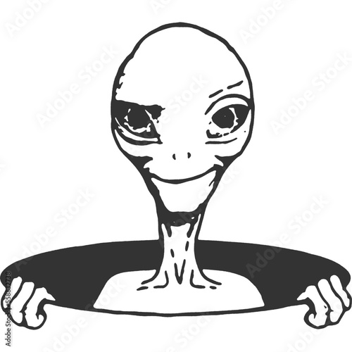 Alien Outsider Vintage Illustration Vector