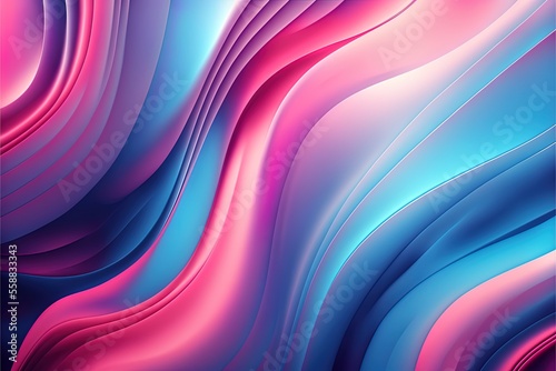 Bright abstract background with blue and pink waves and streaks. Dynamic movement and mixing of colors  neon. AI