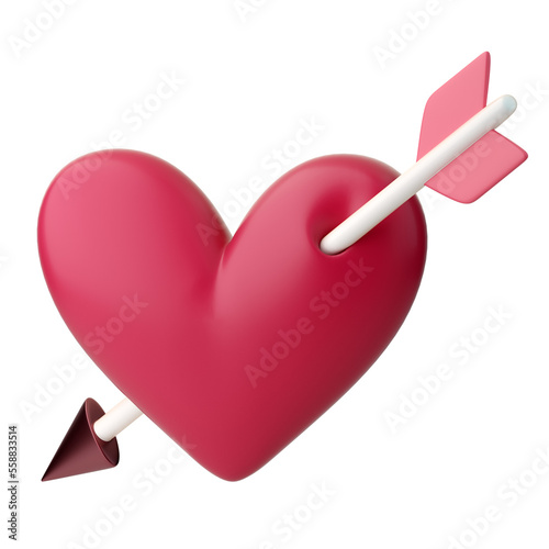 Billede på lærred 3d heart pierced with arrow icon
