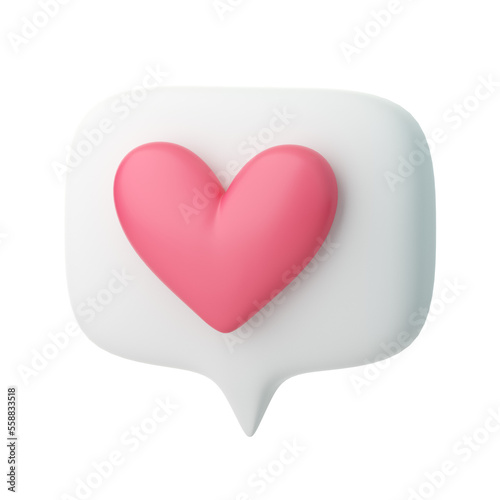 3d like symbol in message bubble. Social media icon concept. Realistic 3d high quality render