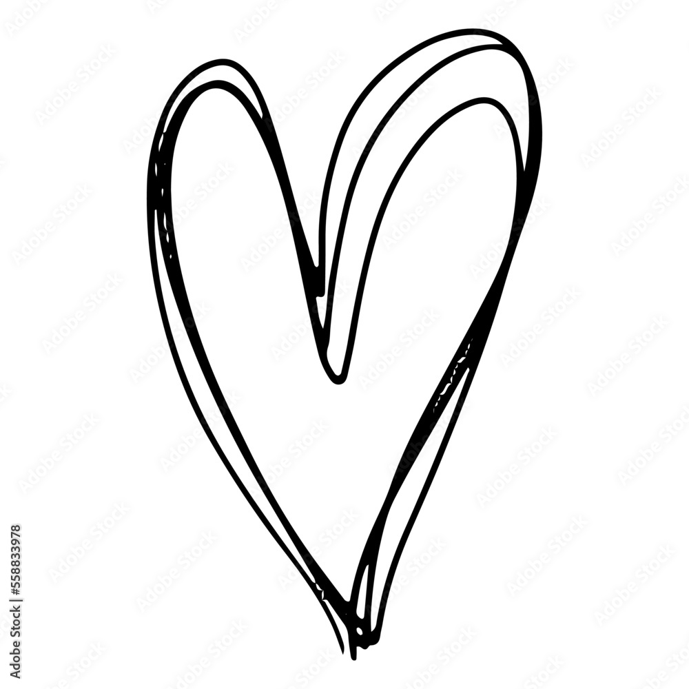 love heart valentine hand drawn shape. Vector illustration love heart valentine hand drawn shape. Vector illustration