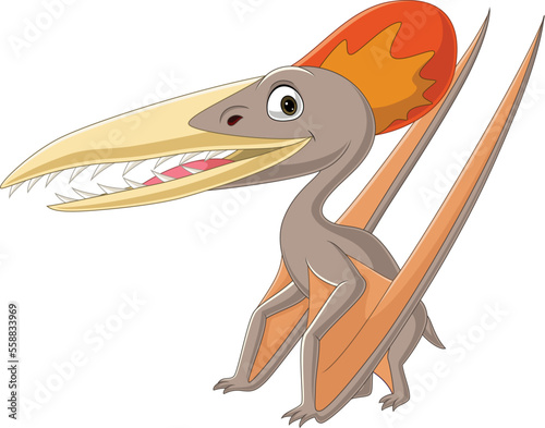 Cartoon pterodactyl on white background