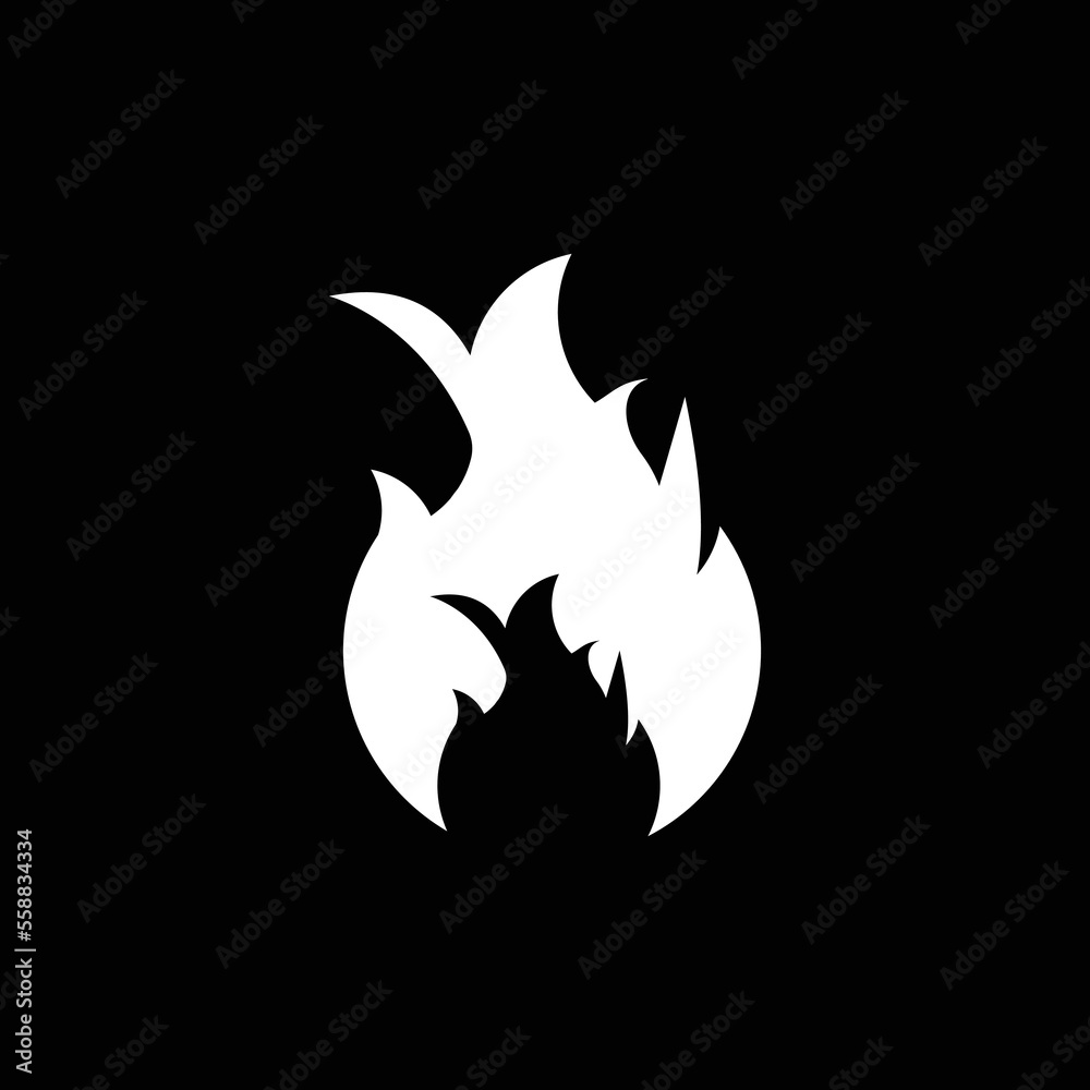 eps10 white vector fire flame abstract solid art icon or logo isolated ...