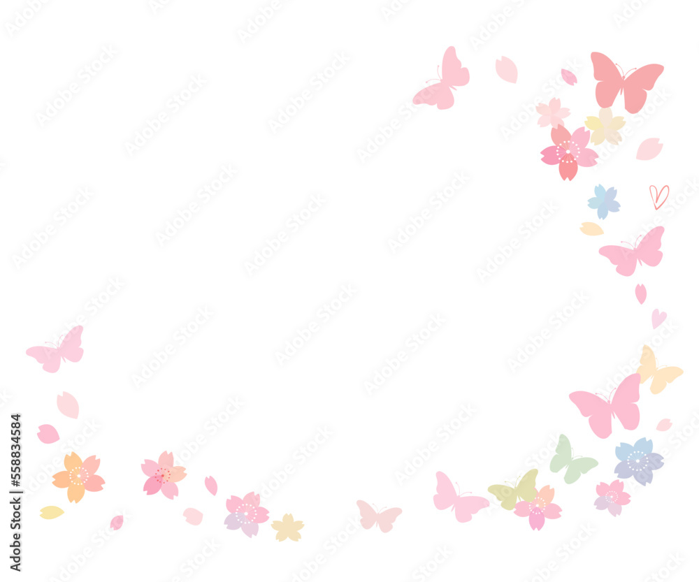 蝶と桜の花の飾り枠