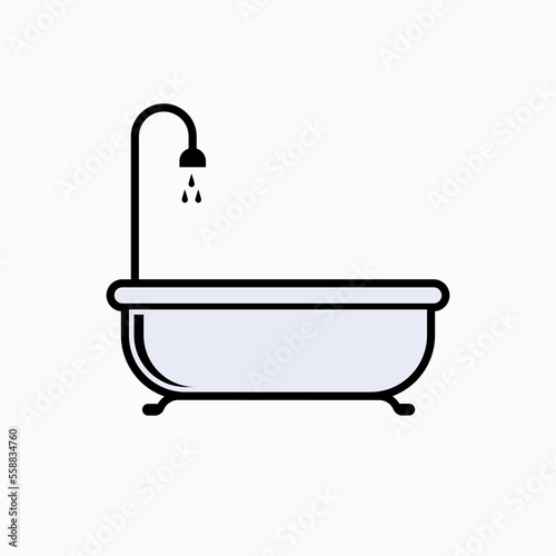 Bathtub Icon. Tub, Lavatory Symbol. 
