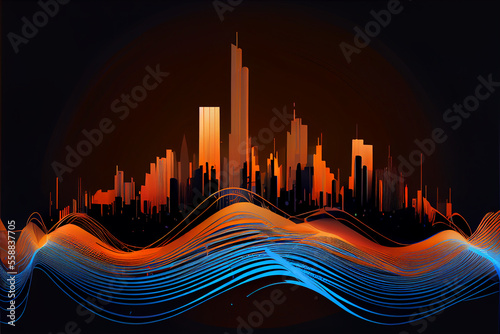 Simple Abstract Cityscape Background. Generative ai