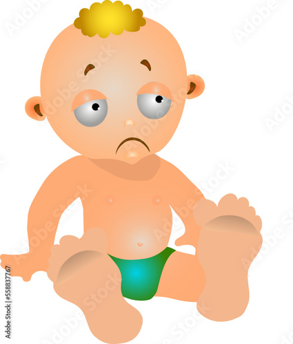 Emotions. A little boy named Fedya is sad. He is in a bad mood.