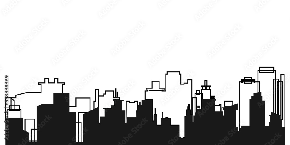 Abstract building city with line art background illustration