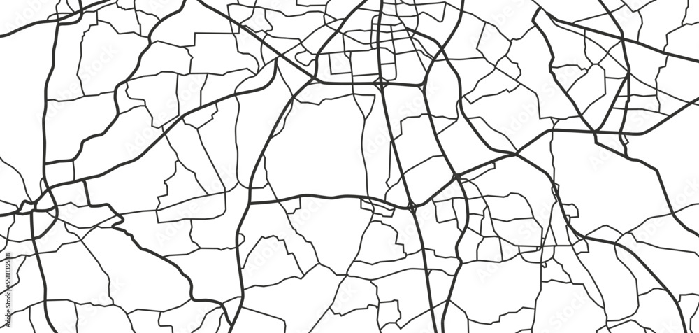 Rennes France monochrome line city map. Plan of streets, urban background. Vector scheme with separated layers.