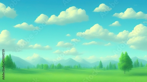 Obraz na płótnie Cartoon meadow landscape