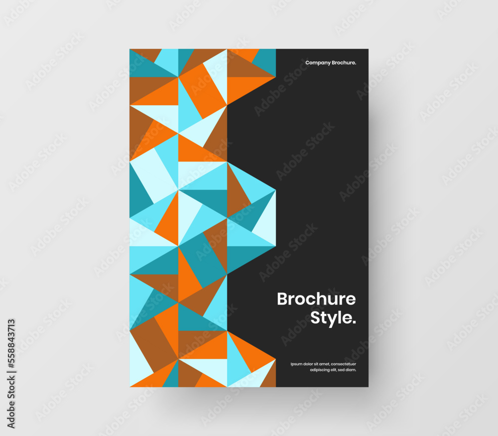 Simple mosaic pattern cover template. Original annual report A4 vector design illustration.